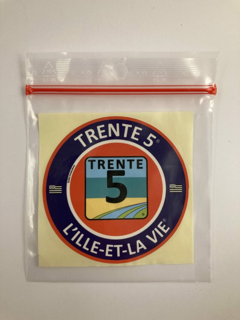 Autocollant rond « TRENTE 5 L’ILLE-ET-LA VIE » orange