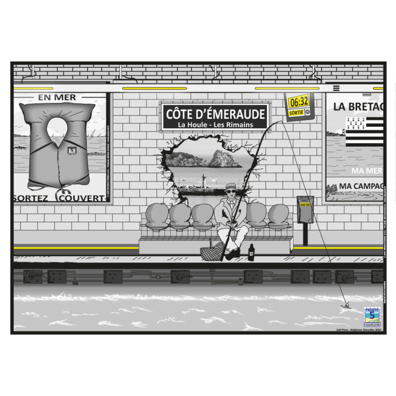 Affiche « LA VIE CANCALAISE METRO  La Houle – Les Rimains » Noir et Blanc