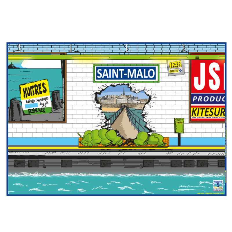 Affiche «  LA VIE MALOUINE SAINT-MALO METRO » Couleur