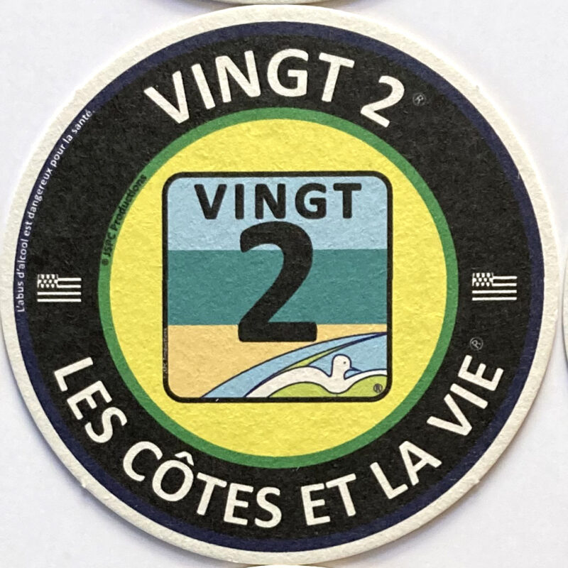 sous bock Vingt 2 rond jaune